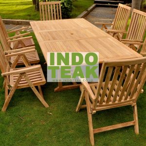 Garden Furniture Set Reclining Chairs And Rectangular Extending Table