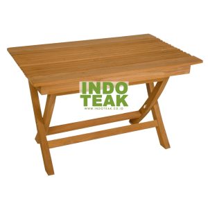 Premium Teak Folding Coffee Table handcrafted from solid Grade A Indonesian teak wood with a foldable frame for outdoor patios, gardens, hotels, resorts, balconies, and luxury lounge areas.
