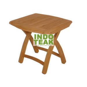 Premium Solid Teak Folding Side Table made from Grade A Indonesian teak wood with a compact folding design for outdoor garden, patio, balcony, poolside, hotel, and resort furniture.