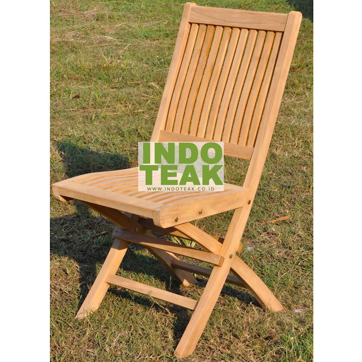 Premium Solid Teak Folding Dining Chair handcrafted from Grade A Indonesian teak wood for outdoor garden, patio, restaurant, hotel, resort, balcony and commercial furniture.