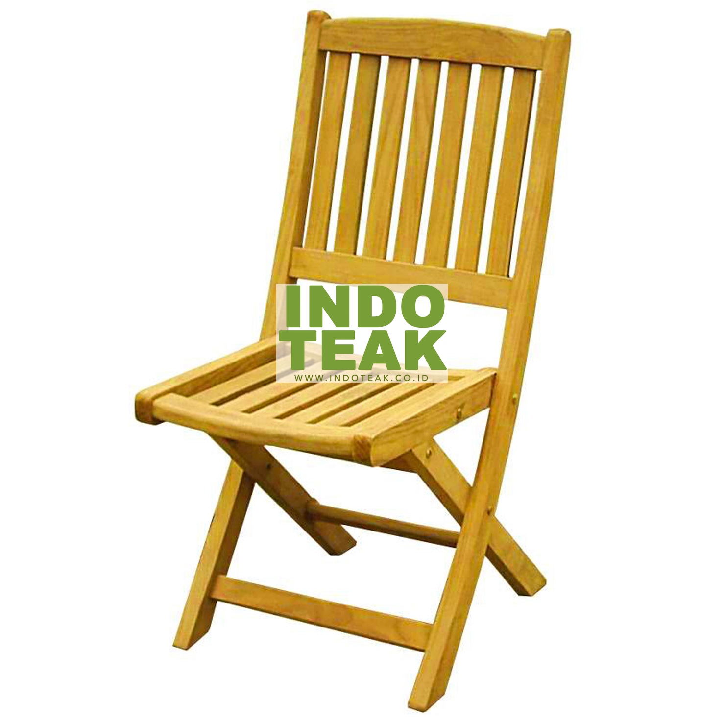 Premium Teak Folding Chair made from Grade A Indonesian teak wood for outdoor gardens, patios, hotels, restaurants, resorts, and commercial furniture projects. INDOTEAK.CO.ID Indonesian Furniture Manufacturer