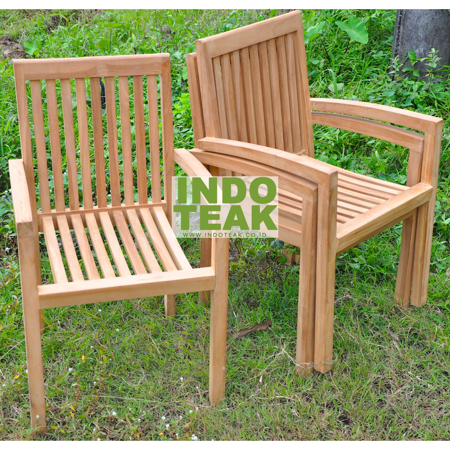 TEAK GARDEN FURNITURE MANUFACTURER - Premium Teak Stacking Armchair, Teak Stacking Chair, Indonesian Outdoor Furniture, Wholesale Garden Dining Chairs, Commercial Patio Furniture, Jepara Teak Furniture.