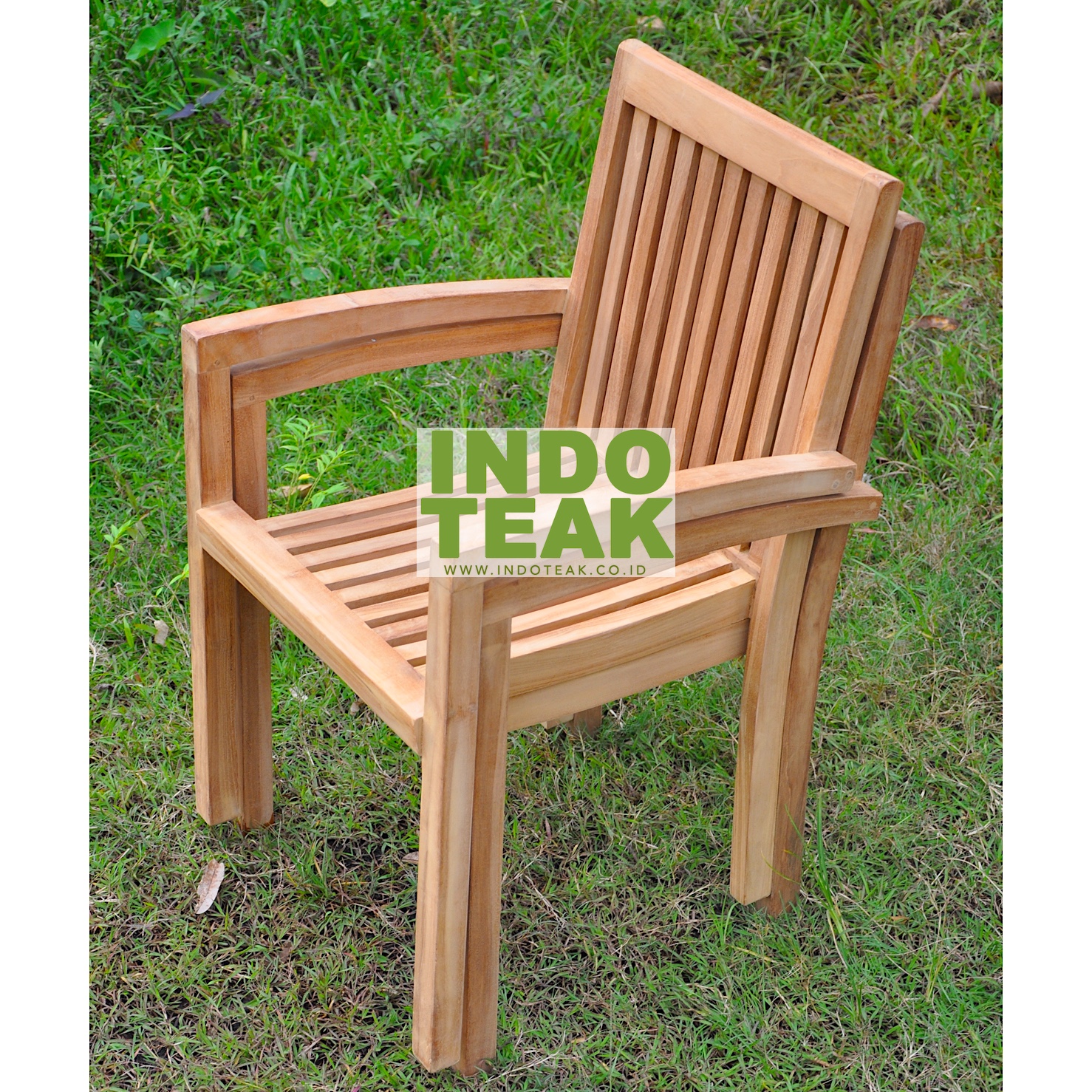 Premium Solid Teak Stacking Arm Chair for Outdoor Garden and Patio Furniture