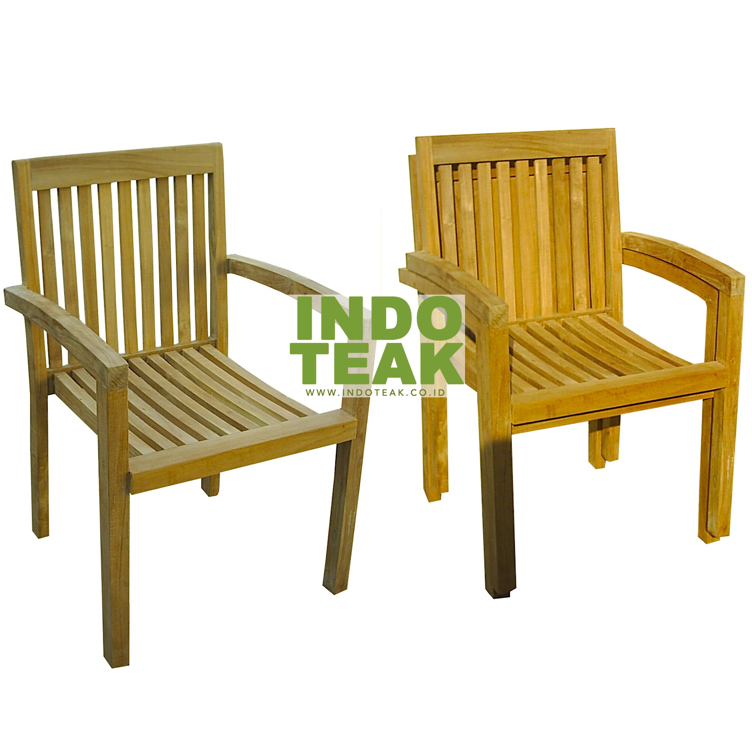 Teak Garden Stacking Chair Supplier Jepara - Premium Solid Teak Stacking Arm Chair for Outdoor Garden and Patio Furniture